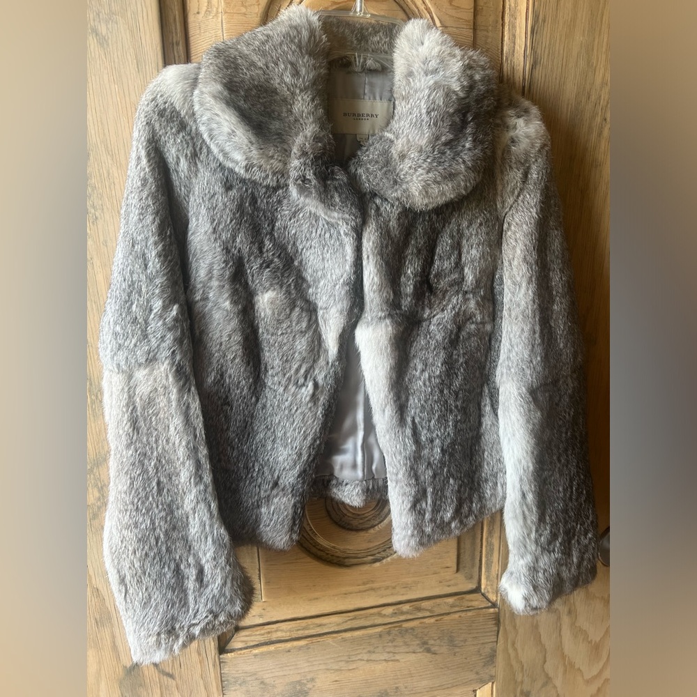 Burberry London rabbit fur coat